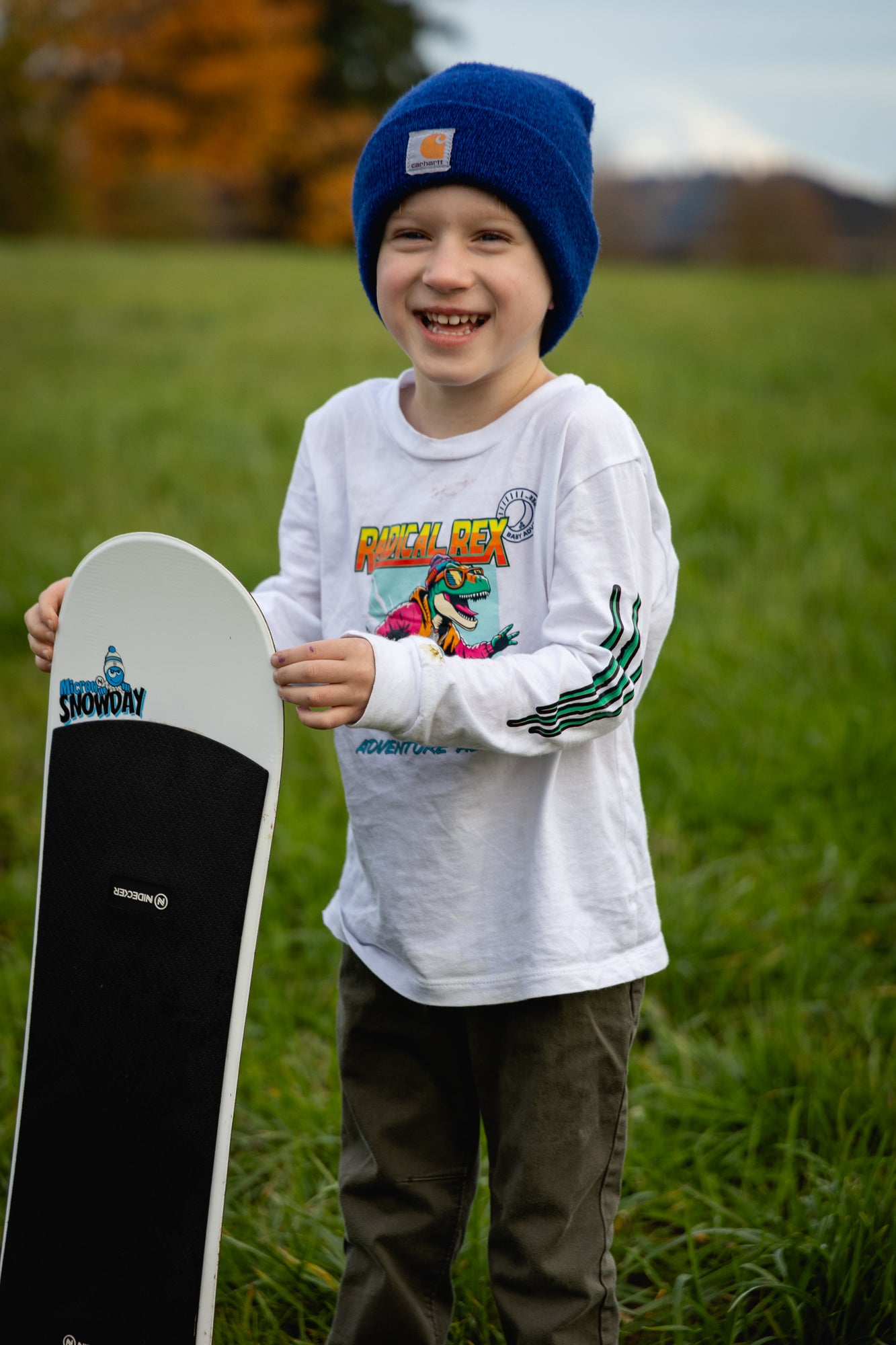 Dino Snowboarder Radical Rex - Baby Adventurer™ - Dinosaur Snowboarding Toddler Long Sleeve Tee