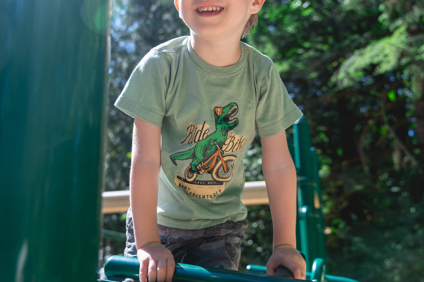 Dino Bike - Baby Adventurer™ - Dinosaur Biking Toddler Tee